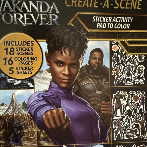 Black Panther Wakanda Forever Create-A-Scene Sticker Pad Marvel Bendon 2022 - Picture 1 of 3